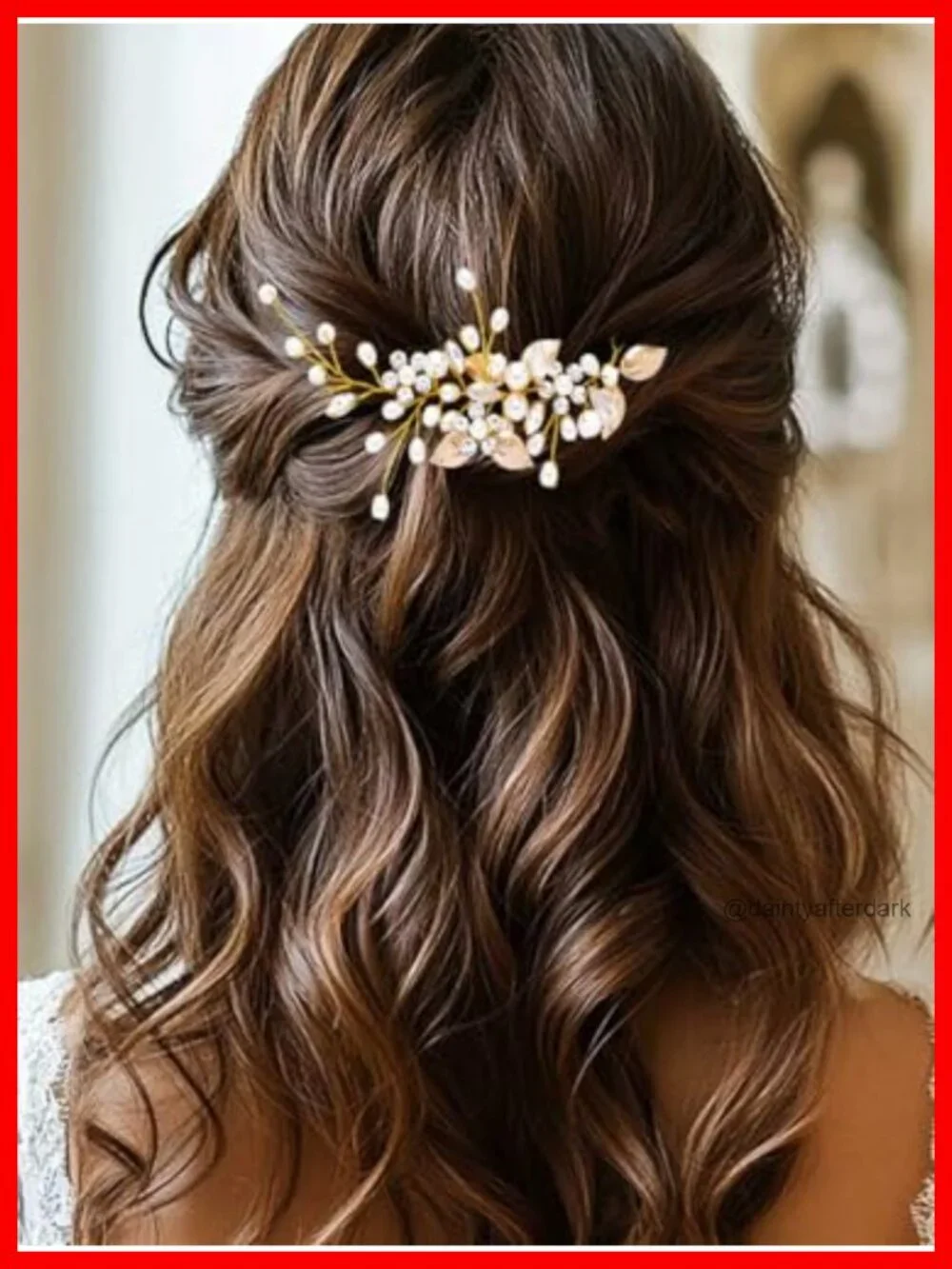 Bridal Pearl Leaf Hair Vine Headpiece Wedding Hair Accessory Rhinestone